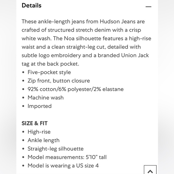 Hudson Noa White Ankle High Rise Straight Leg Jeans Size 31 Raw Hem - Picture 11 of 11